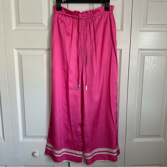 Halston Angie Twill Low Waisted Drawstring Wide Leg Pant Quiet Luxury Pink Sz 4 - Picture 3 of 13